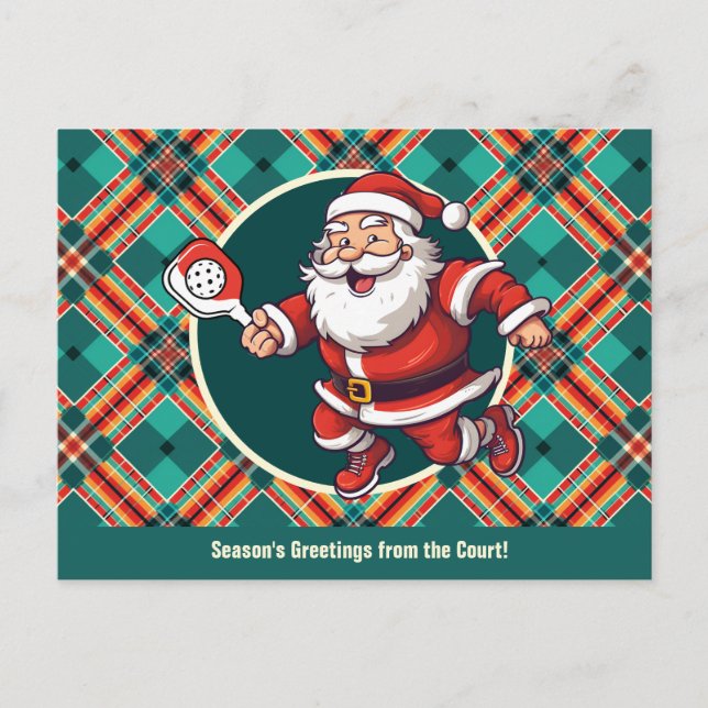 Customisable 🎅Christmas pickleball   Holiday Postcard (Front)