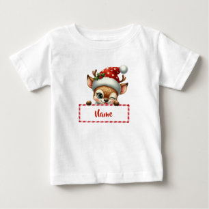 Customisable Christmas Reindeer & Candy Cane Baby T-Shirt