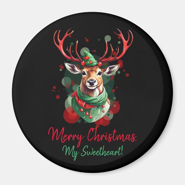 Customisable Christmas Reindeer Magnet (Front)