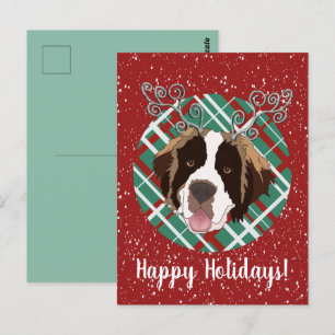 Customisable Christmas Saint Bernard  Postcard