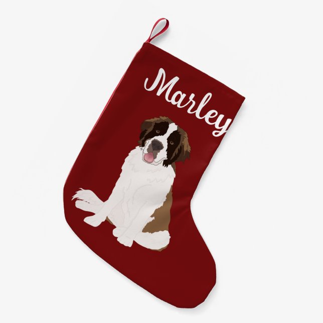 Customisable Christmas Saint Bernard Small Christmas Stocking (Front (Hanging))