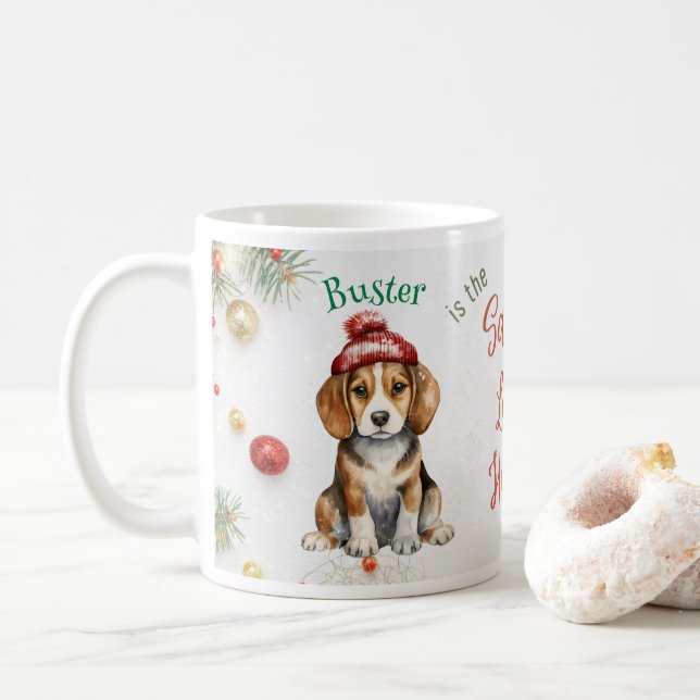 Customisable Christmas Santa Beagle Coffee Mug (With Donut)