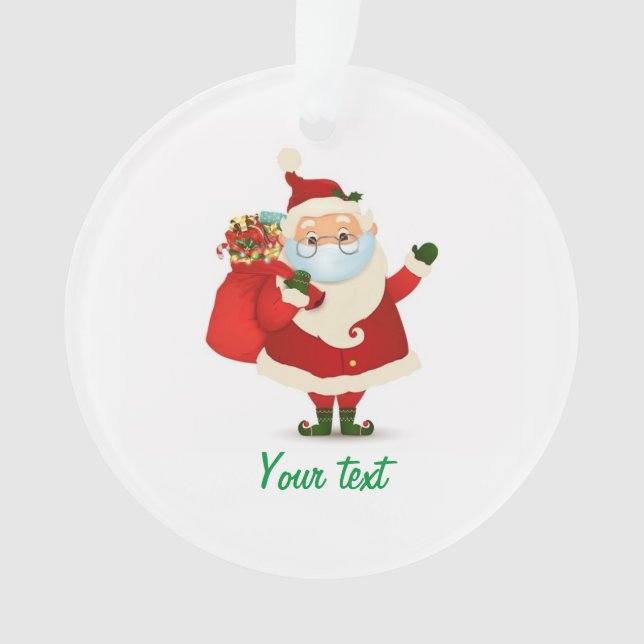 Customisable Christmas Santa wearing mask glasses Ornament (Front)