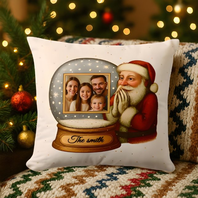 Customisable Christmas Snow Globe Throw Pillow (Creator Uploaded)
