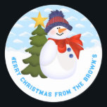 Customisable  Christmas Snowman Stickers<br><div class="desc">Customise this delightful snowman and Christmas Tree design with you own text.  Add to Christmas card envelopes,  packages,  or use them for Christmas tags.  Very versatile stickers.</div>