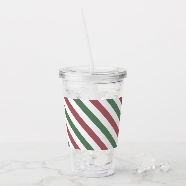 Customisable Christmas Stripes Acrylic Tumbler (Front Ice)