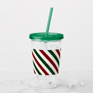 Customisable Christmas Stripes Acrylic Tumbler