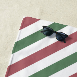 Customisable Christmas Stripes Beach Towel