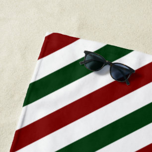 Customisable Christmas Stripes Beach Towel