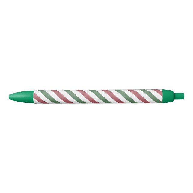 Customisable Christmas Stripes Black Ink Pen (Front)
