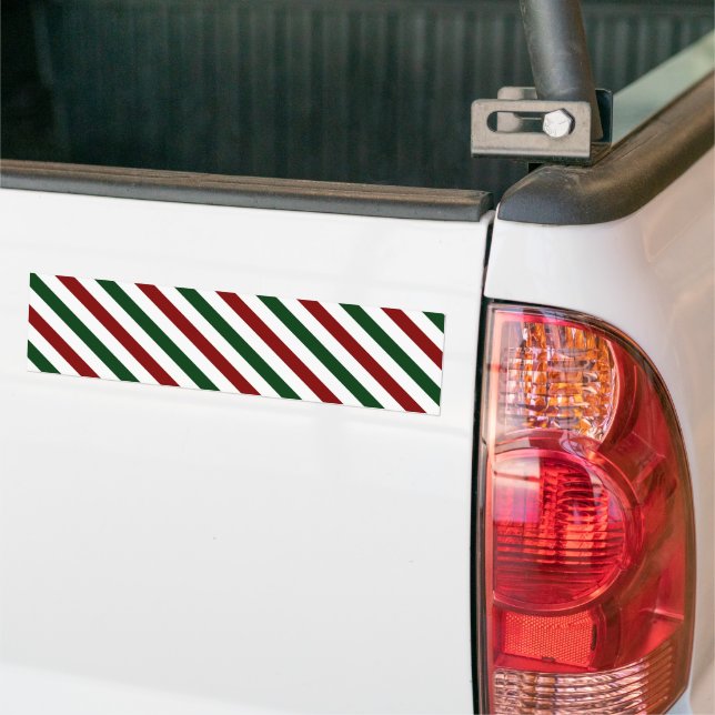 Customisable Christmas Stripes Bumper Sticker (On Truck)