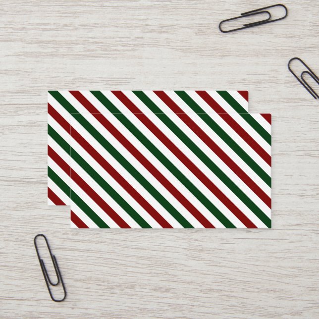 Customisable Christmas Stripes Business Card (Front/Back In Situ)