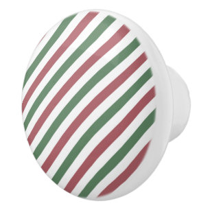 Customisable Christmas Stripes Ceramic Knob