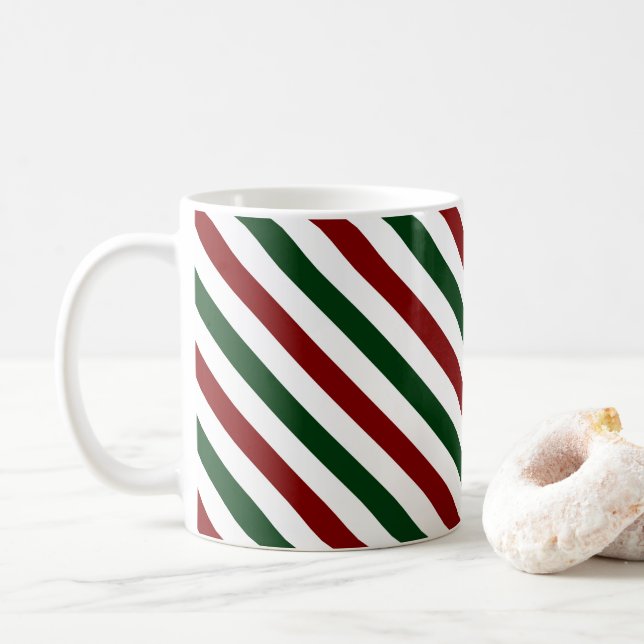 Customisable Christmas Stripes Coffee Mug (With Donut)