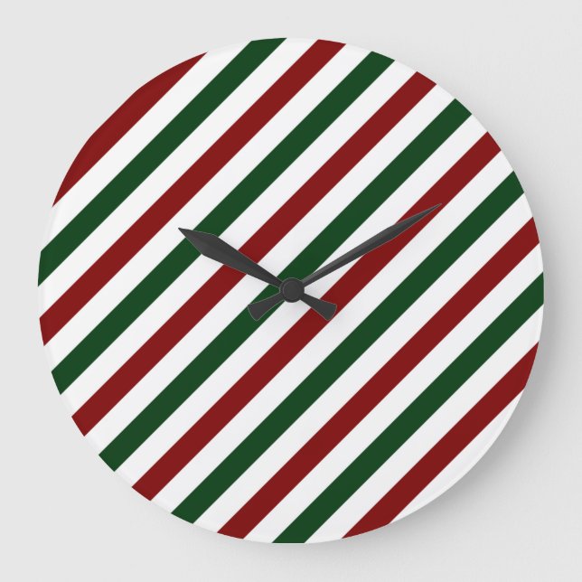 Customisable Christmas Stripes Large Clock (Front)