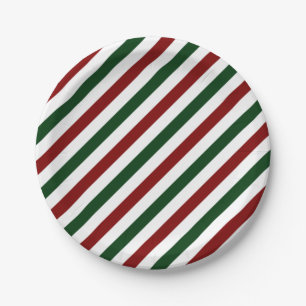 Customisable Christmas Stripes Paper Plate