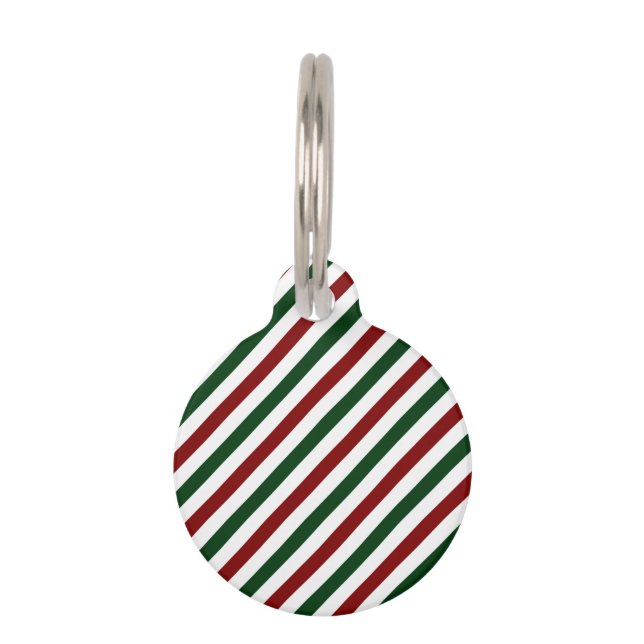 Customisable Christmas Stripes Pet Tag (Front)