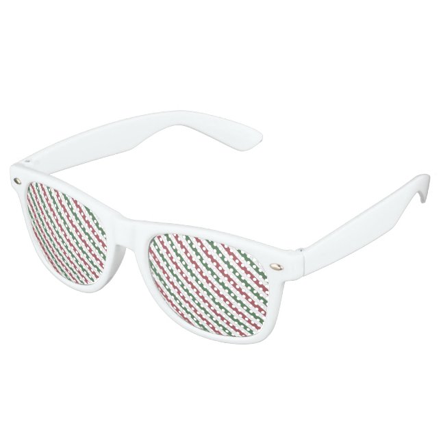 Customisable Christmas Stripes Retro Sunglasses (Angled)