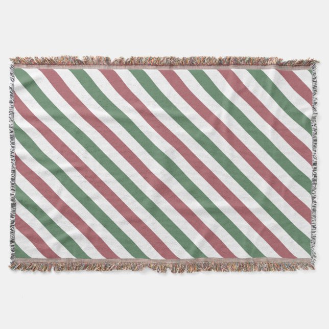 Customisable Christmas Stripes Throw Blanket (Front)