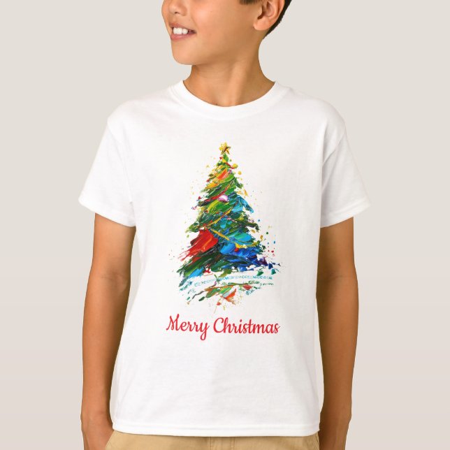Customisable Christmas Tree Oil Painting Child T-Shirt (Front)