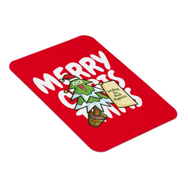 Customisable Christmas Tree wishing Happiness Magnet (Right Side)