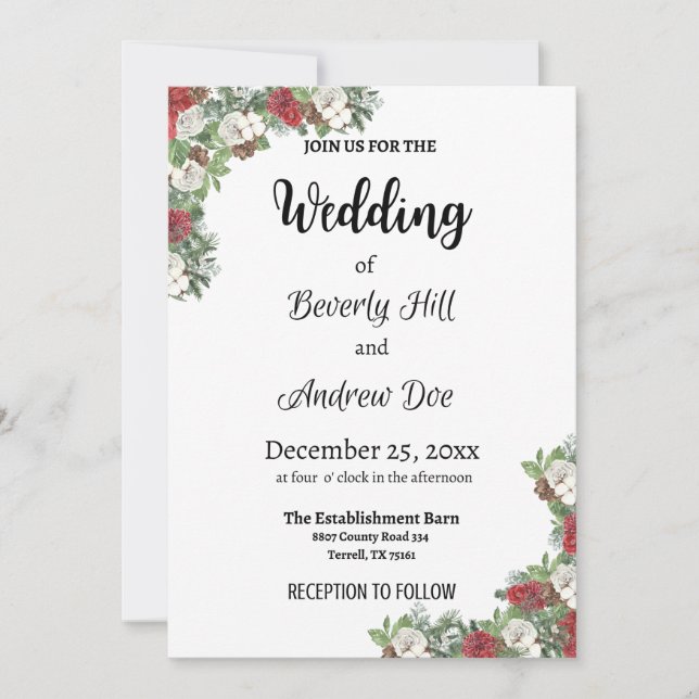 Customisable Christmas Wedding Invitation (Front)