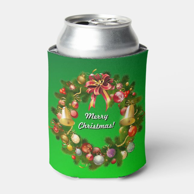 Customisable Christmas Wreath Can Cooler (Can Front)