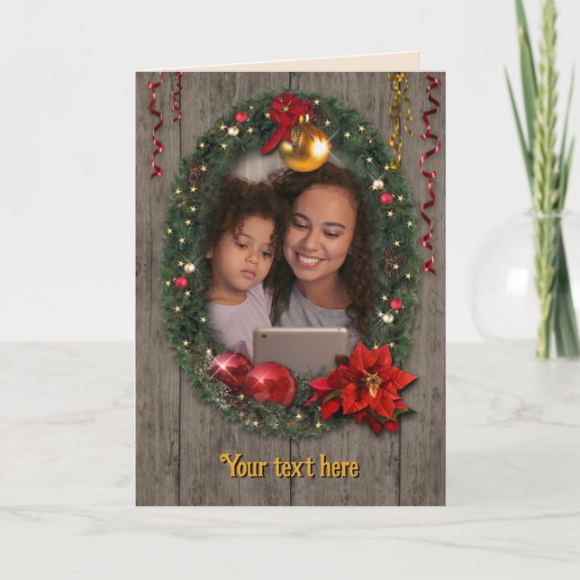 Customisable Christmas Wreath Holiday Card (Front)