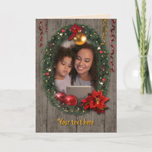Customisable Christmas Wreath Holiday Card