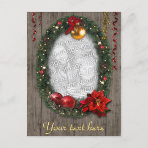 Customisable Christmas Wreath Holiday Postcard