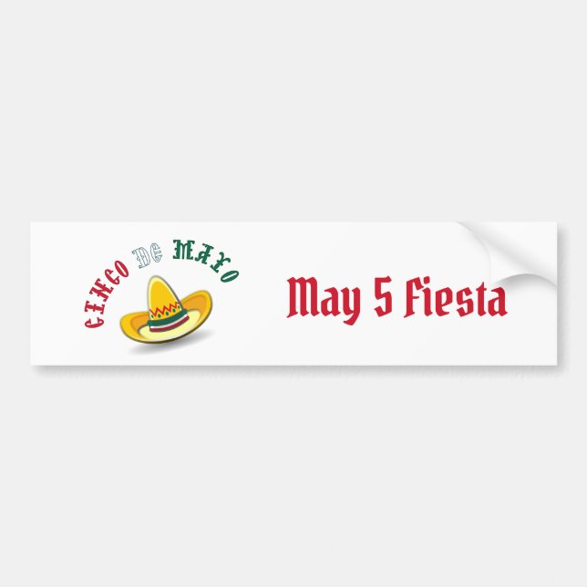 Customisable Cinco de Mayo May 5 Fiesta Bumper Sticker (Front)