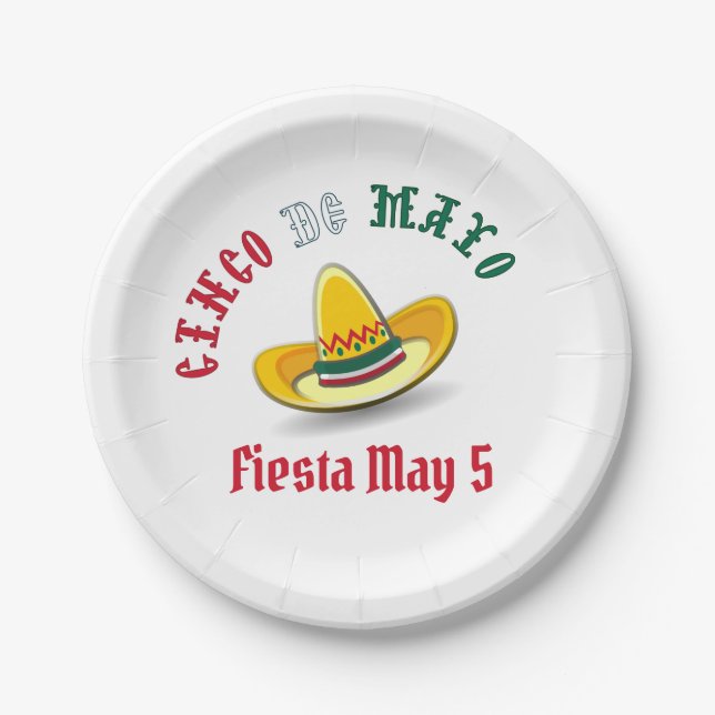 Customisable Cinco de Mayo May 5 Fiesta Paper Plate (Front)