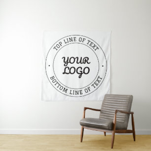 Customisable Circular Text & Logo Replacement Tapestry