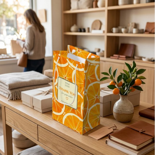 Customisable Citrus Business Thank You  Small Gift Bag (Creator Uploaded)