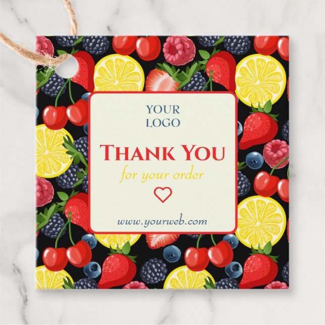 Customisable Citrus Business Thank You Tag (Front)