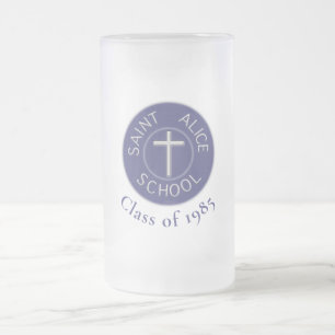 Customisable Class of Saint Alice Trad Patch Frosted Glass Beer Mug