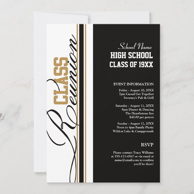 Customisable Class Reunion Invitations (Front)