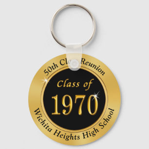 Customisable Class Reunion Key Rings Black, Gold