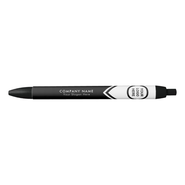 Customisable Classic Black and White Company Logo Ink Pen (Front)