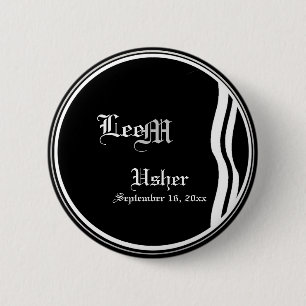 Customisable Classic Black and White Usher Button
