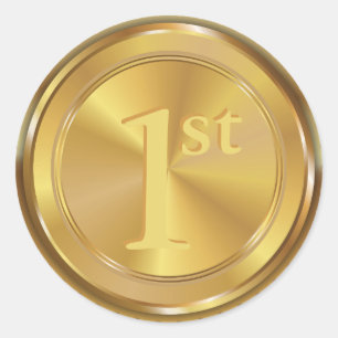 Customisable Classic Gold Medal. Round Sticker