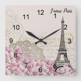 Customisable Classic Paris Motif  Square Wall Clock
