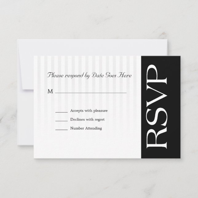 Customisable Classy RSVP With Subtle Stripes Card (Front)