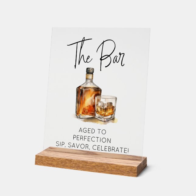 Customisable Clear Acrylic Whiskey Bar Sign  (Angle)