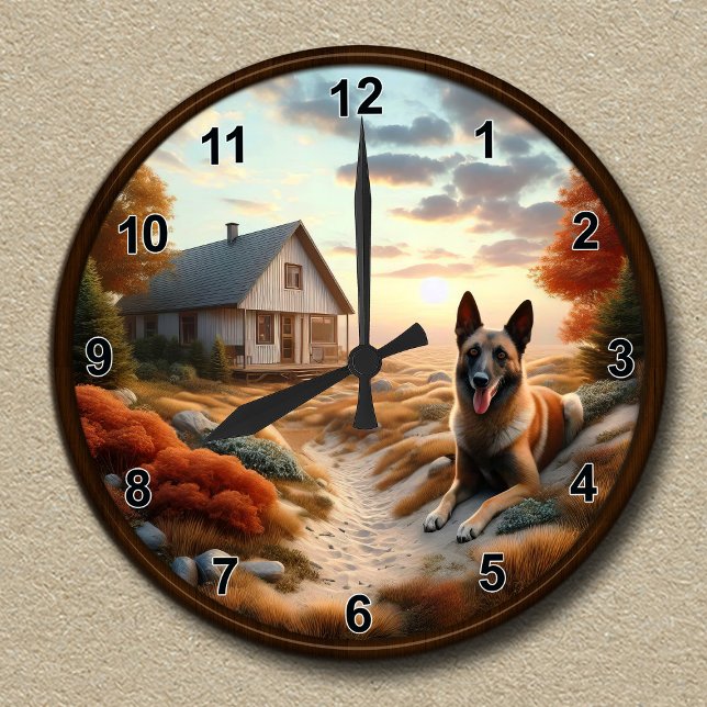 Customisable Clock with a Belgian Malinois (Creator Uploaded)