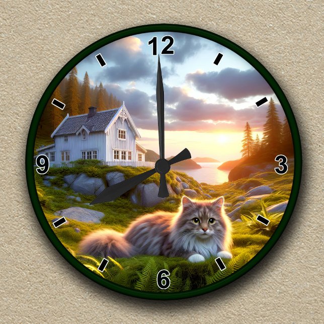 Customisable Clock With a Norwegian Forest Cat (Creator Uploaded)