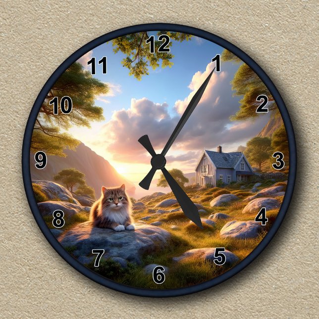 Customisable Clock With a Norwegian Forest Cat (Creator Uploaded)