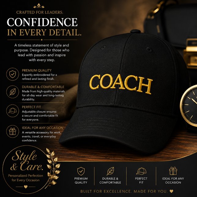 Customisable COACH Embroidered Hat (Customizable COACH Embroidered Baseball Cap)
