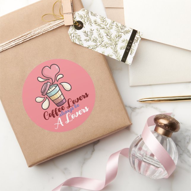 Customisable Coffee Lovers Classic Round Sticker (Gifting)