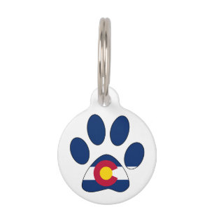 Customisable Colorado flag paw print pet tag